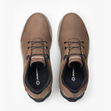 Powerlace Urban Leather auto-lacing leather shoe in Coffee/Grey, top view