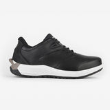 Powerlace Urban Leather Wide auto-lacing leather shoe in Black/Cream, side view