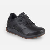Chaussure autolaçante large Powerlace Urbain Cuir en Noir, vue de trois quarts